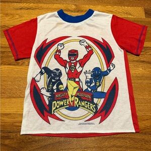 Vintage Mighty Morphin Power Rangers 90s Boys 12 Polyester Short Sleeve Shirt